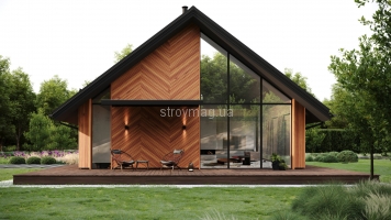 Современный дом из газоблока с панорамным остеклением 10*14.6 м